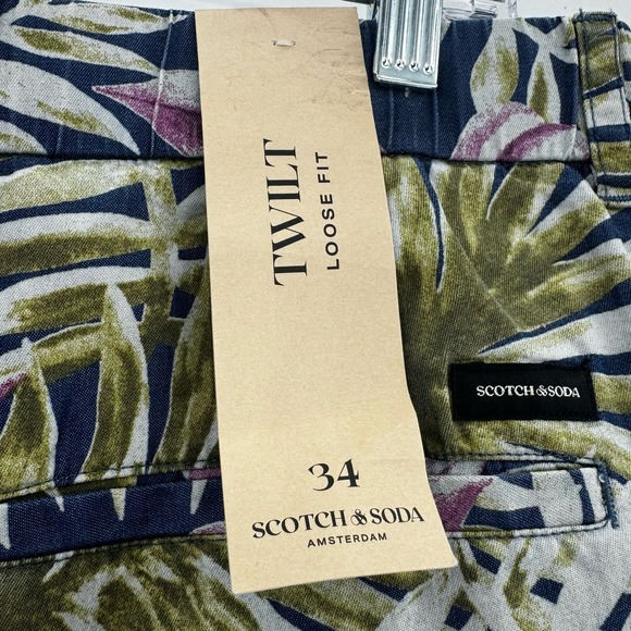 Scotch & Soda Tropical Printed Pleated Twill Shorts In Multicolor Size 34 NWT - Picture 10 of 10